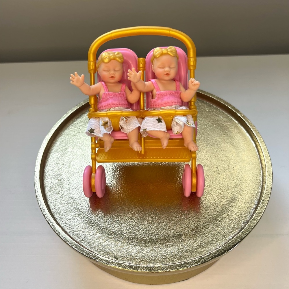 Zuru Display My Mini Baby Rare Gold Stroller Twins
